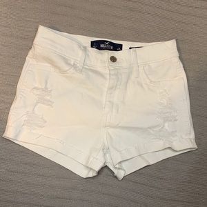 White Hollister ripped shorts
